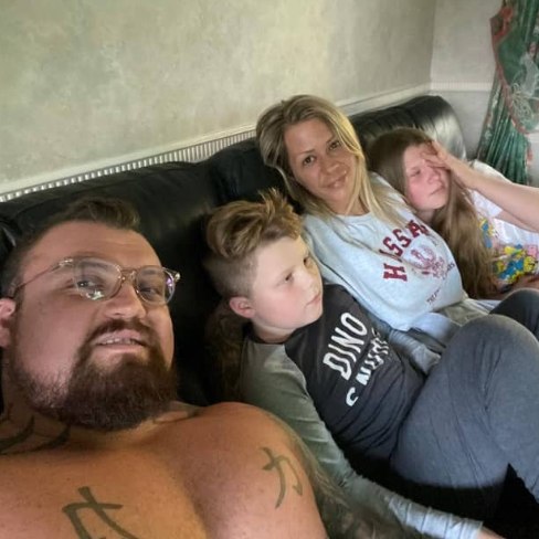Eddie Hall with his wife and children