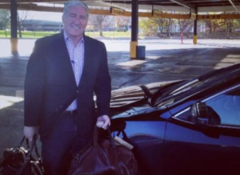 John King outside his car