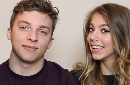 Josh Temple posing for a photo with his girlfriend