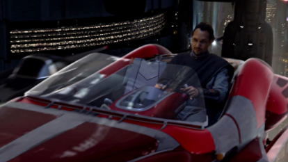 Jimmy Smits sitting inside the car