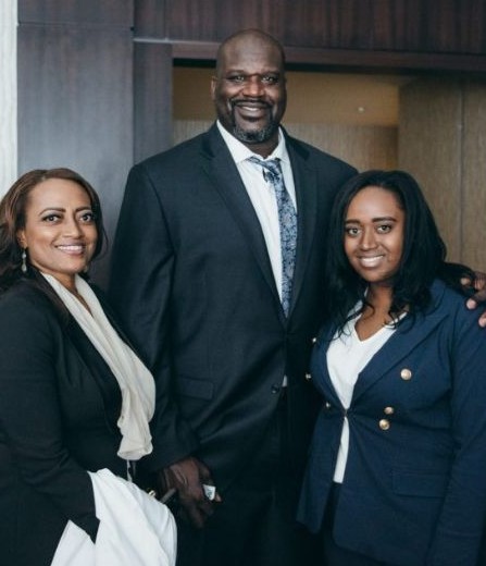 Arnetta Yardbourgh with her ex-boyfriend, Shaquille O'Neal, and their daughter