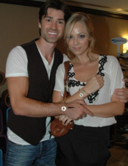 Corey Sevier with his ex-fiance, Laura Vandervoort