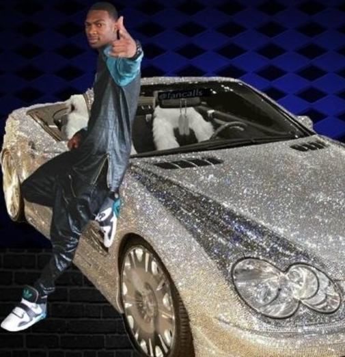 Dyana DeGrate's father, DeVante Swing posing with his fancy car