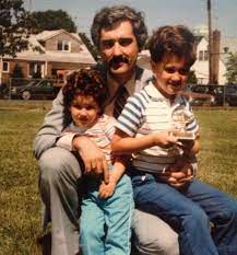 Lauren Scala's childhood photo with his father and sister