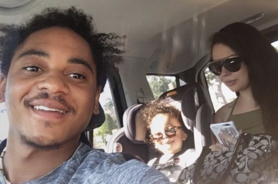 Jessica Kyzer with her ex-husband, Corde Broadus and their son inside the car
