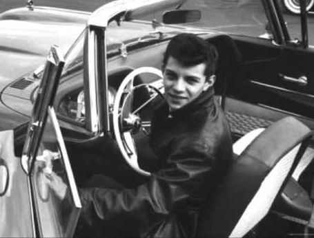 Kathry Diebel's husband, Frankie Avalon posing with his car