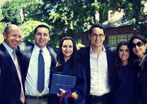Laura Jacobs Blankfein with her husband, Lloyd Blankfein and children