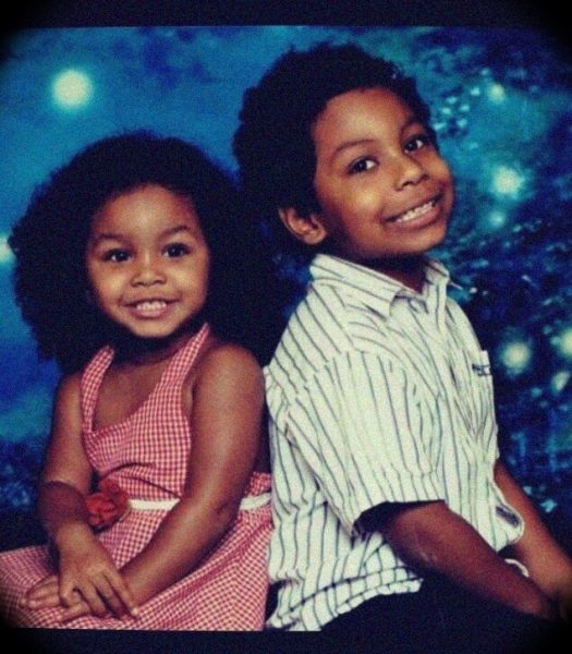 Miguel Leon Tyson's childhood photo with his sister