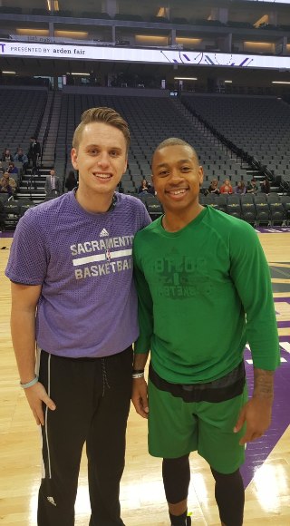 Starr Napear's son, Trent with his favourite player, Isaiah Thomas
