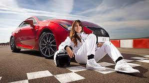 Adriana Ugartein with the car