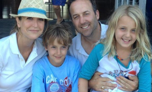Katharine Paige Haffenreffer childhood photo with her mother, father, and brother