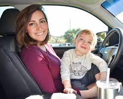 Jack Alexander Cassotta and his mother Taylor Dooley inside the car