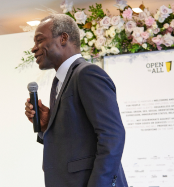 Jide Zeitlin giving speech