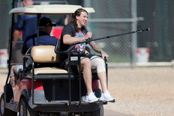 Mike Clevinger sitting in the car 