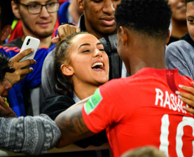 Marcus Rashford with his girlfriend Lucia Loi