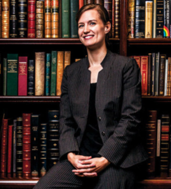 Rebecca Romney in a library