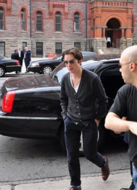Cillian Murphy outside his car