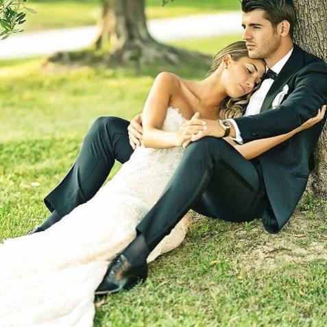 Alice Campello and her husband, Alvaro Morata on their wedding day