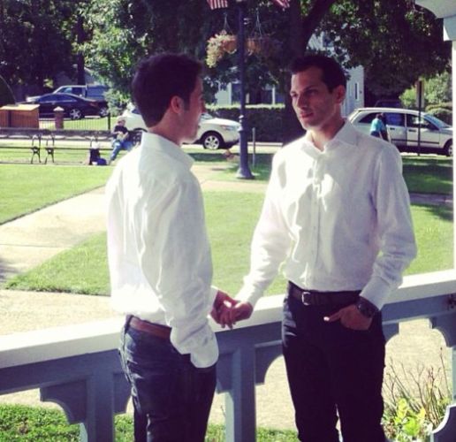 Angelo Carusone with his husband, Brett Abrams