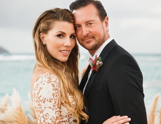 Ashley Busch and her husband, Kurt Busch on their wedding day