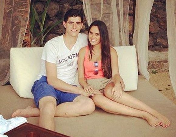 Elsa Izac's ex-boyfriend, Thibaut Courtois, with his girlfriend, Marta Dominguez