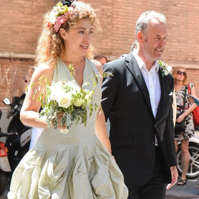 Florian Haertel's ex-wife, Alex Kingston and Jonathan Stamp on their wedding day