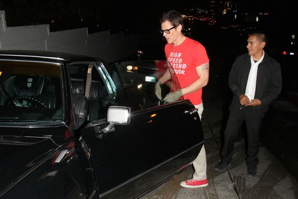 Johnny Knoxville with his car 