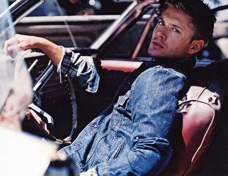 Joshua Ackles's brother, Jensen Ackles posing with his car