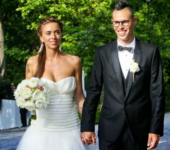 Martina Franova and her husband, Marek Hamšíkon their wedding day