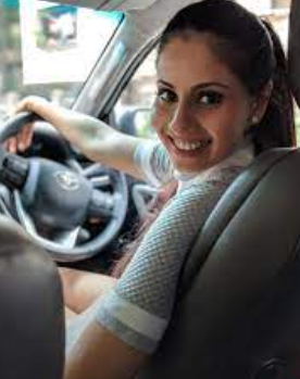 Chhavi Mitta driving a car