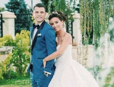 Granit Xhaka and his wife, Leonita Lekaj's wedding photo