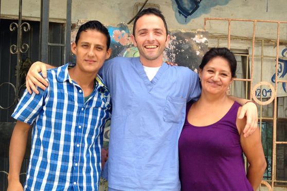 Jimmy Karz with his brother and mother
