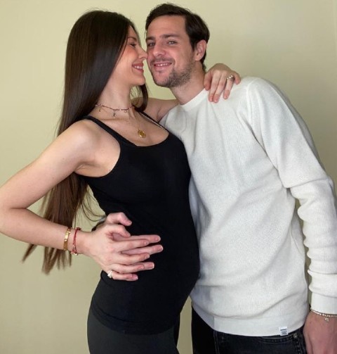 Ludovica Caramis with her husband, Mattia Destro