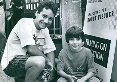 Max Pomeranc at the set of Searching for Bobby Fischer