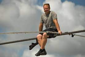 Nik Wallenda during a acrobat rehersals 