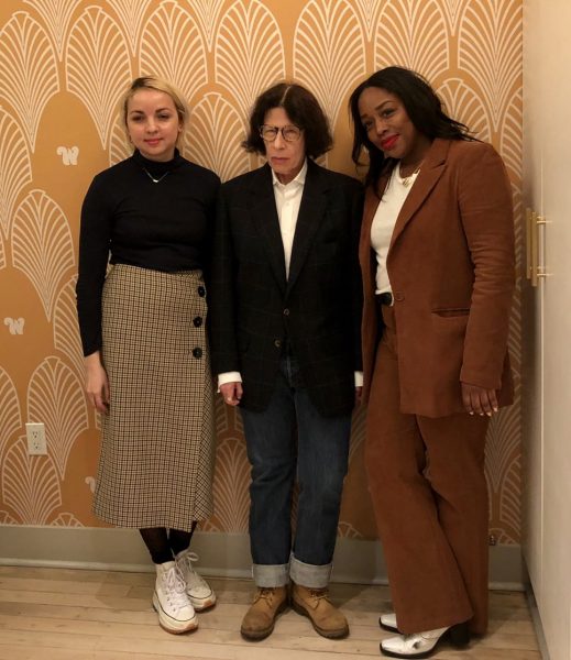 Fran Lebowitz posing for the photo with her sister and friend 