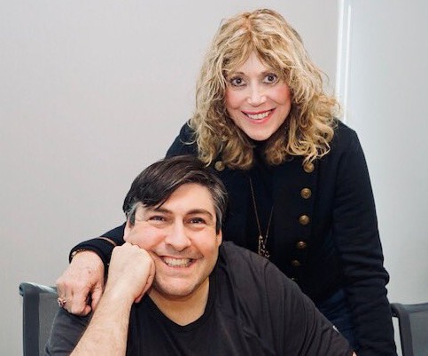 Adam F Goldberg with his wife, Sarah Goldberg
