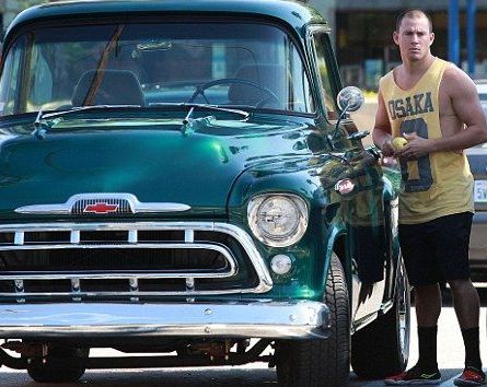 Channing Tatum posing with his car