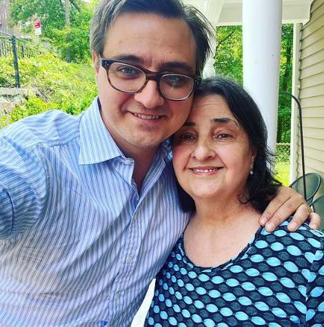 Chris Hayes with his mother