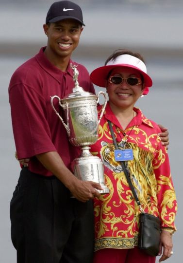Kultida Woods with her son, Tiger Woods