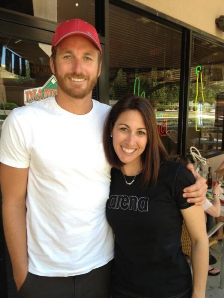 Aaron Peirsol with his friend