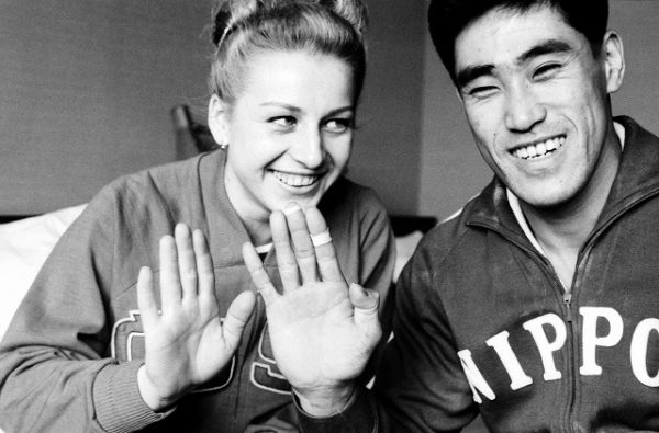 Yukio Endo with his friend
