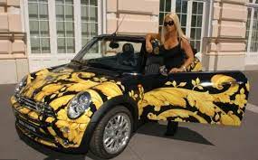 Daniel Versace's mother Donatella Versace with the car