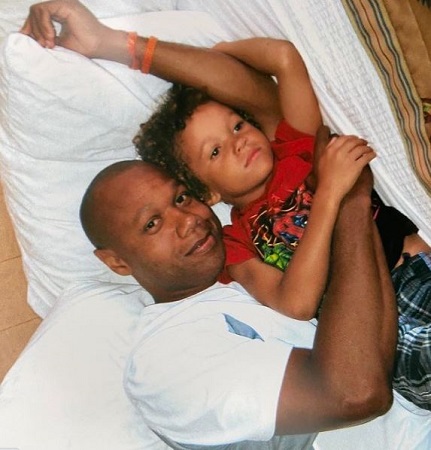 Armani Jackson childhood photo with his father 