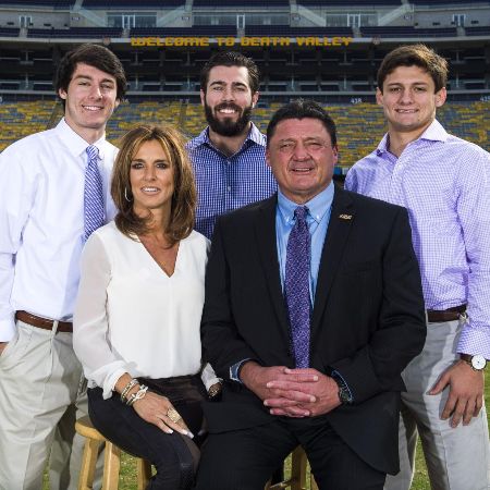 Ed Orgeron with his ex-wife, Kelly, and their sons