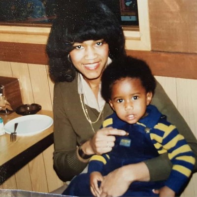 Nate Burleson's childhood photo with his mother