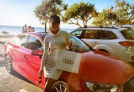 Jo Beth Taylor with the car