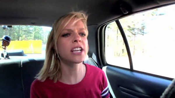 Kathryn Tappen inside the car