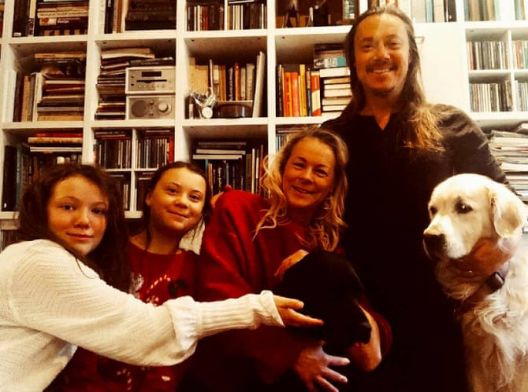 Greta Thunberg with her family