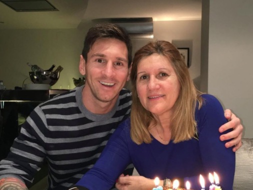 Lionel Messi with his mother